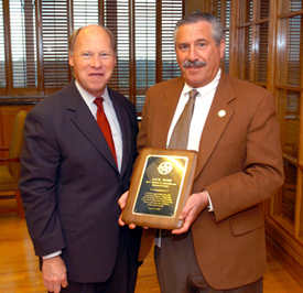 Broward County Sheriff Ken Jenne (left) and District 10 Administrator Jack Moss. Jenne presented Moss with a recognition award For The Continued Support, Leadership and Friendship You Have Provided to the Broward Sheriff's Office in Our Efforts to Protect the Children of Broward County.